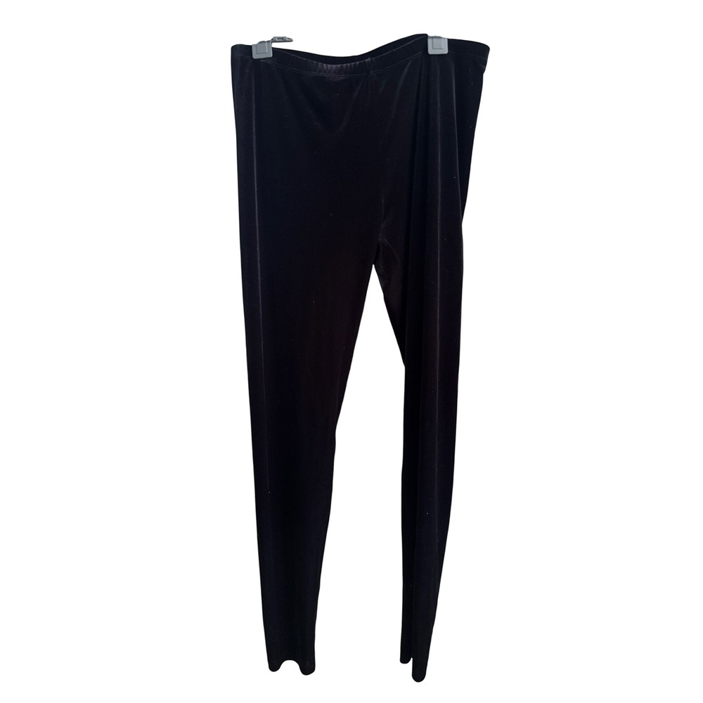 Eileen Fisher Womens Black Velvet Stretch Leggings Slim Fit Elastic Waist S